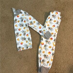Kids White & Gray Snack Cartoon Pajama Set